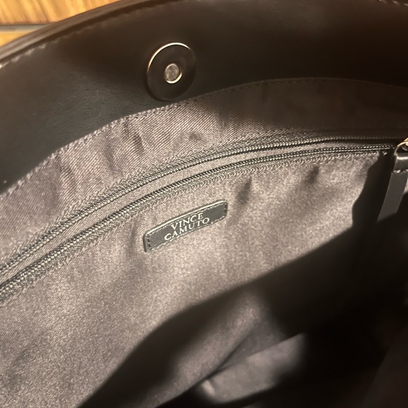 Vince Camuto - Cream & Black Genuine Leather Shoulder Bag - Silver Hardware - Picture 7 of 9